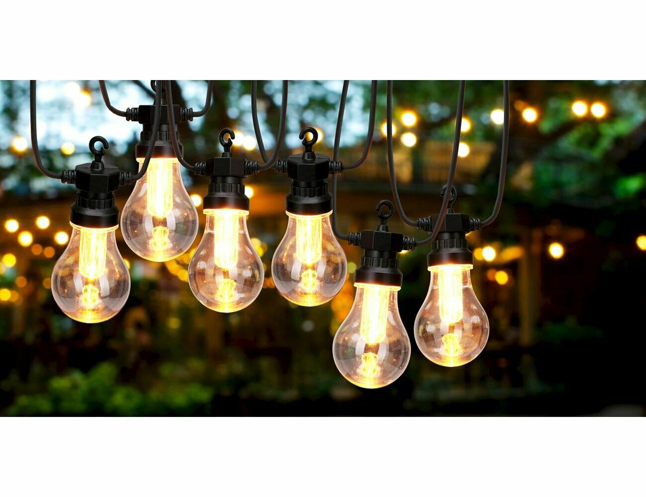 Koopman International, Садовая гирлянда из лампочек ретро-обаяние, 10 теплых белых LED-огней, 4.5+3 м, черный PVC LE2100200