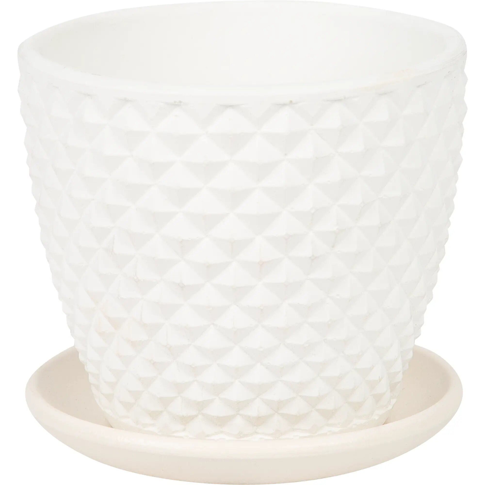 фото Горшок бетонный Грань ø11.5 h10 см v0.7 л белый бутон №1