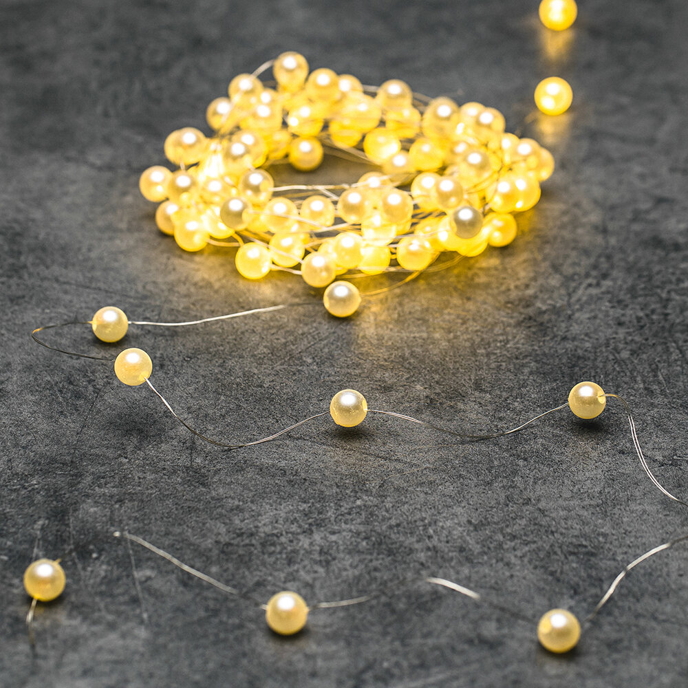 Гирлянда интерьерная Santi Роса Шарики micro-LED 100LED 10 м теплый белый серебряный провод