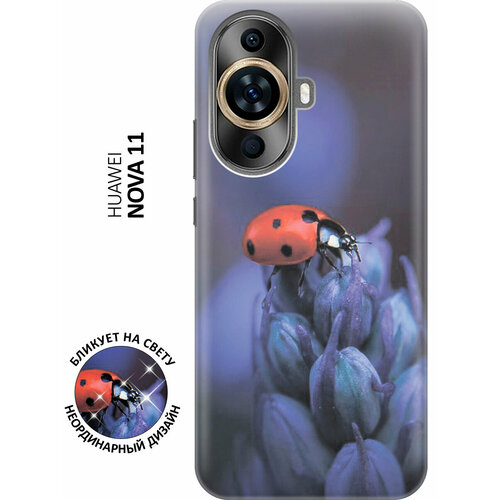 Силиконовый чехол Божья коровка на цветке на Huawei nova 11 / Хуавей нова 11 с эффектом блика чехол книжка божья коровка на цветке на realme 11 рилми 11 с эффектом блика черный