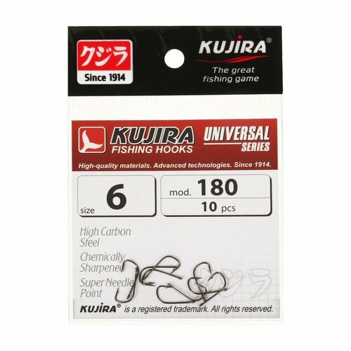 фото Крючки kujira universal 180, цвет bn, № 6, 10 шт.