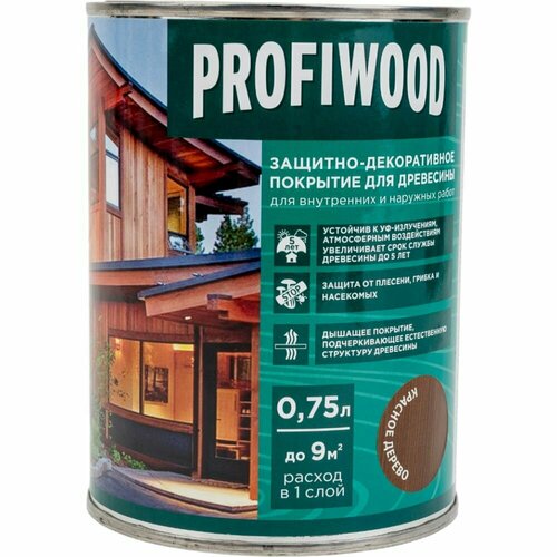 Защитно-декоративное покрытие для древесины Profiwood 72627 защитно декоративное покрытие для древесины груша 0 8 л