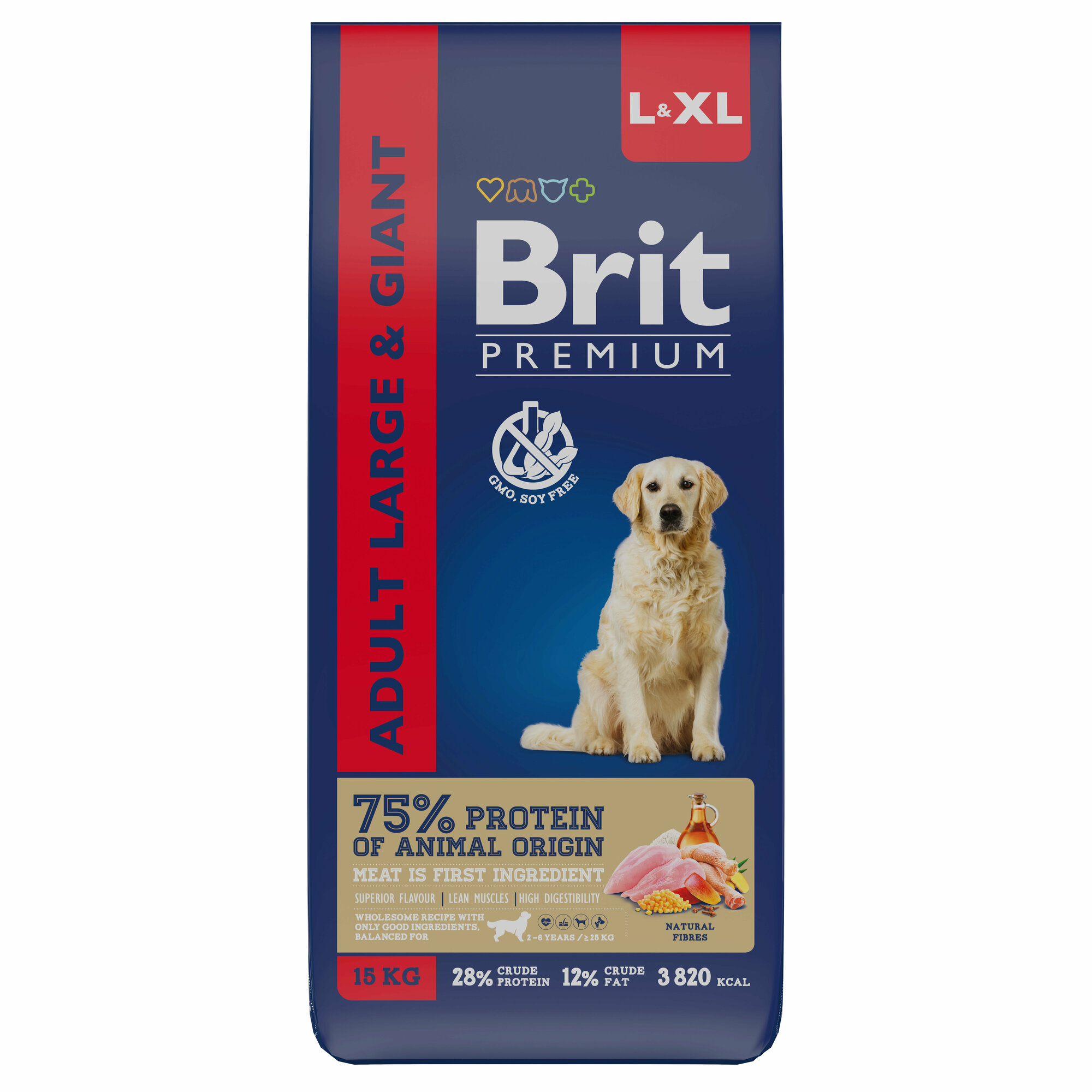 Brit Premium Dog Adult Large and Giant для взрослых собак крупных и гигантских пород Курица, 15 кг.