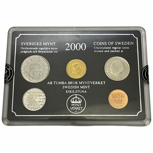 Швеция, набор монет регулярного выпуска, 50 эре, 1, 5, 10 крон Coins of Sweden, Special 2000 г. банкнота номиналом 5 крон 1959 года швеция