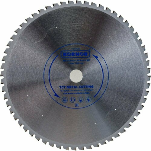 Диск пильный TCT для высокоуглеродистой и нержавеющей стали 305x2.4x25.4 мм, 60 зубьев KORNOR 11305060
