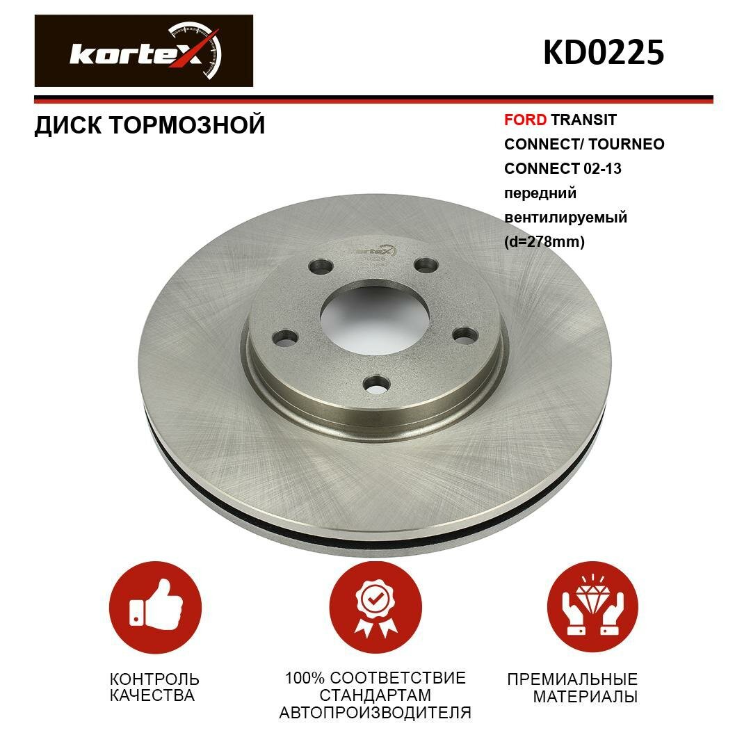 Тормозной диск Kortex для Ford Transit Connect / Tourneo Connect 02-13 перед. вент.(d-278mm) OEM 1361298 DF4277 KD0225