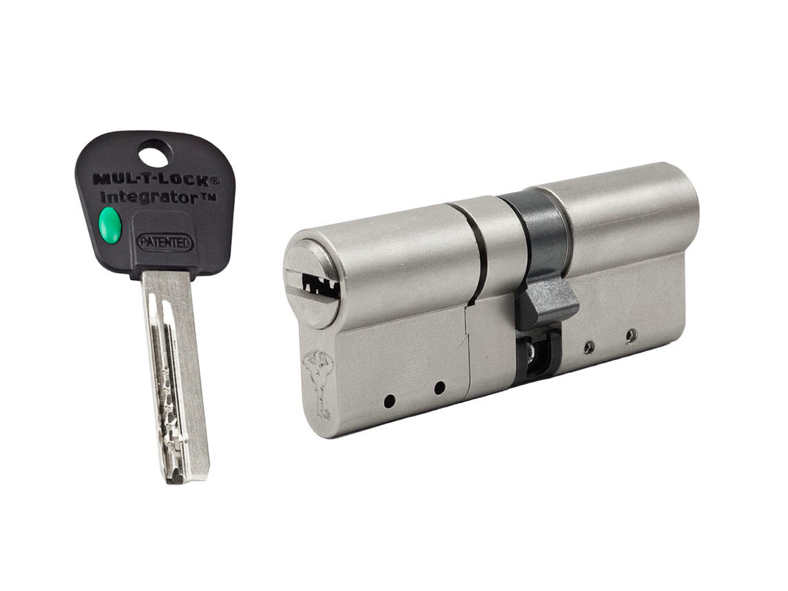 Цилиндр Mul-t-lock Integrator Modular ключ-ключ 110мм (размер 60х50 мм) - Никель Флажок