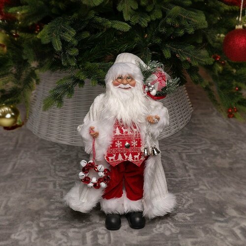 Игрушка под ёлку Дед Мороз Обаятельный весельчак 45 см, ЕлкиТорг (С21-45) белый