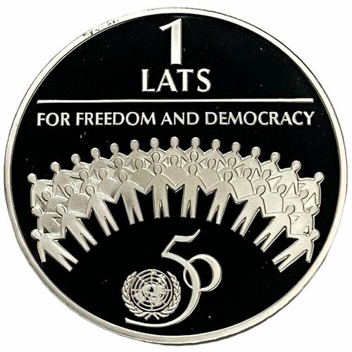 Латвия 1 лат 1995 г. (50 лет ООН) (Proof) клуб нумизмат монета лат латвии 2009 года серебро детский рисунок