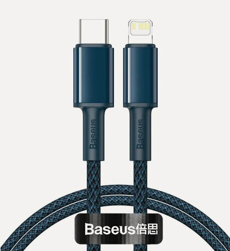 Изображение товара Кабель для быстрой зарядки BASEUS High Density Braided Fast Charging, Type-C to Lightning, PD20W, 2 м, Синий