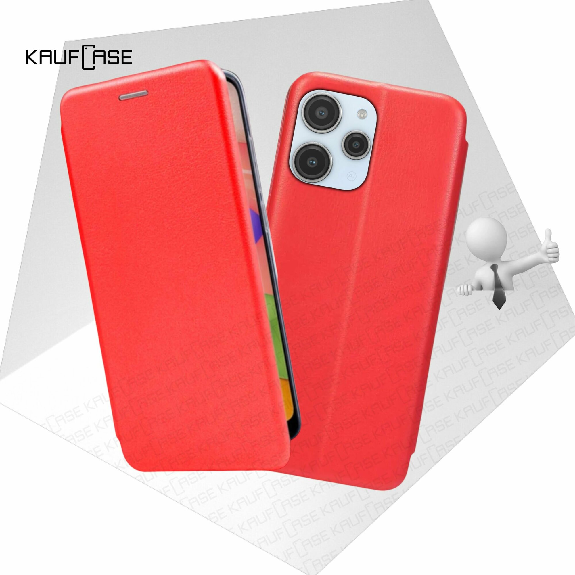 Чехол книжка KaufCase для телефона Xiaomi Redmi 12 /Redmi 12R (6.79"), красный. Трансфомер