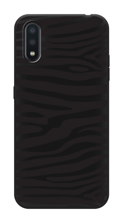 Матовый силиконовый чехол на Samsung Galaxy A01 / Самсунг А01 Окрас зебры черный, черный