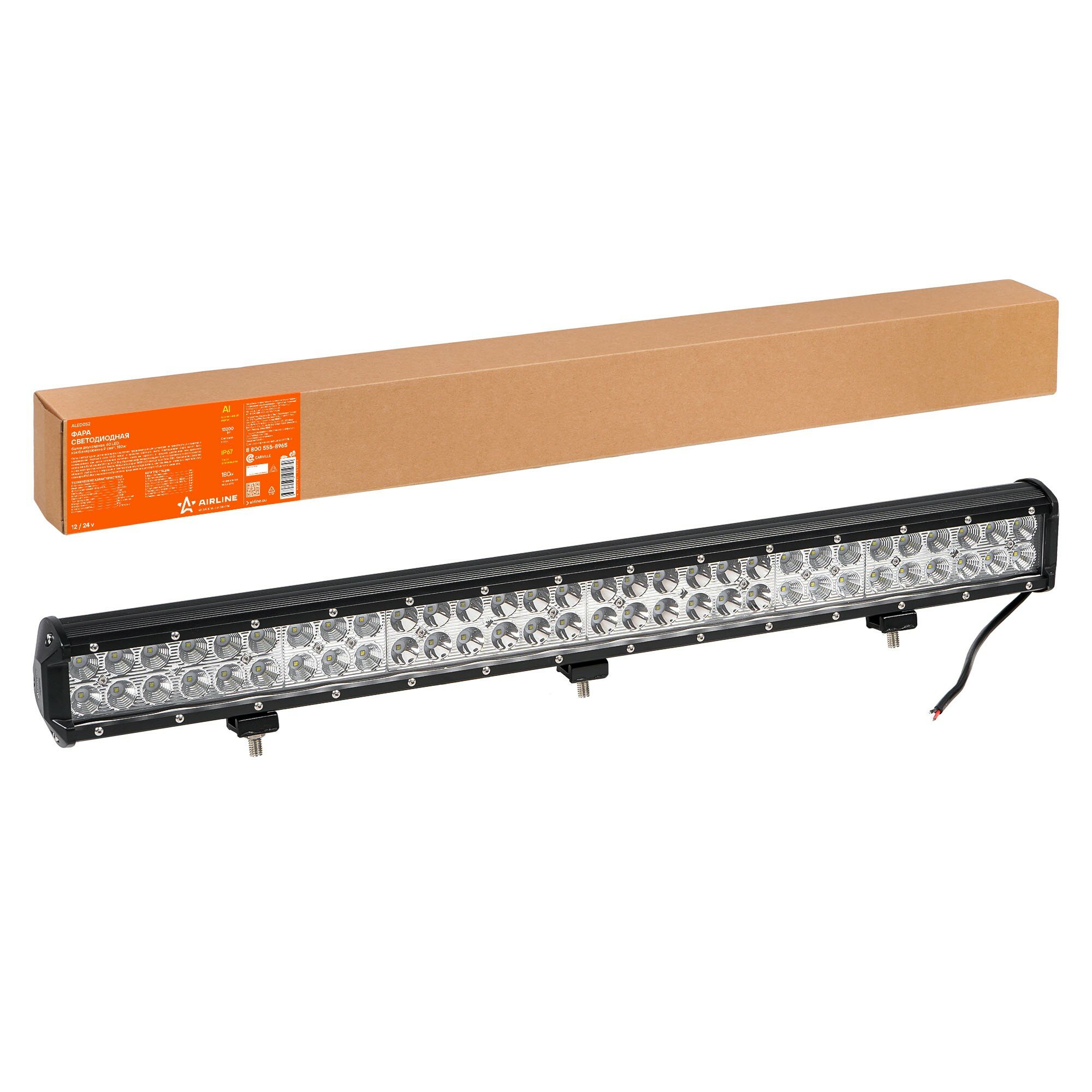 Фара светодиодная балка двухрядная 180W 710x78x65 60 LED комбинир. свет 12/24V (AIRLINE)