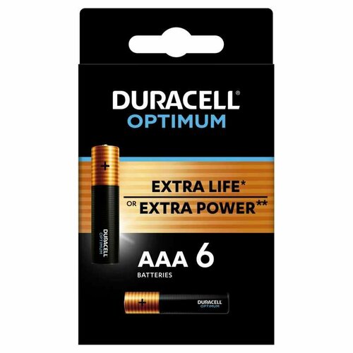 Батарейка Duracell Optimum LR03-6BL (5014066) ААА/алкалиновые/1,5v/6шт./уп батарейки комплект 4 шт duracell optimum aaa lr03 24а х30 мощность алкалиновые мизинчиковые 5014062 456031