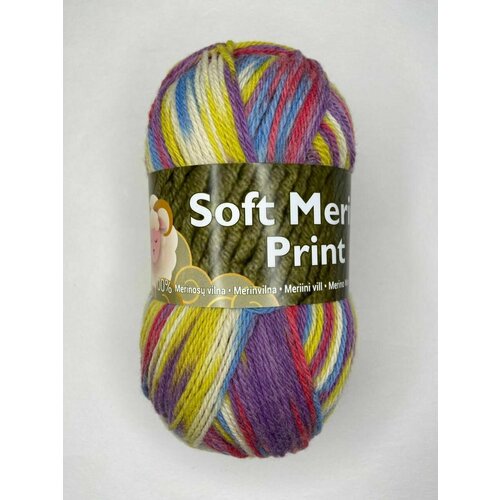 Пряжа для вязания шерсть Soft Merino Print, 100гр