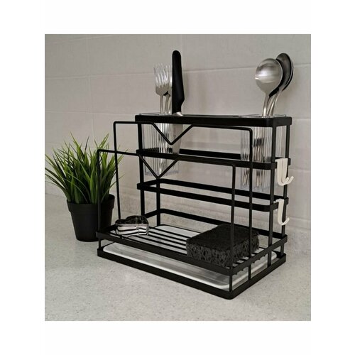 Полка универсальная для сушки столовых приборов, черная