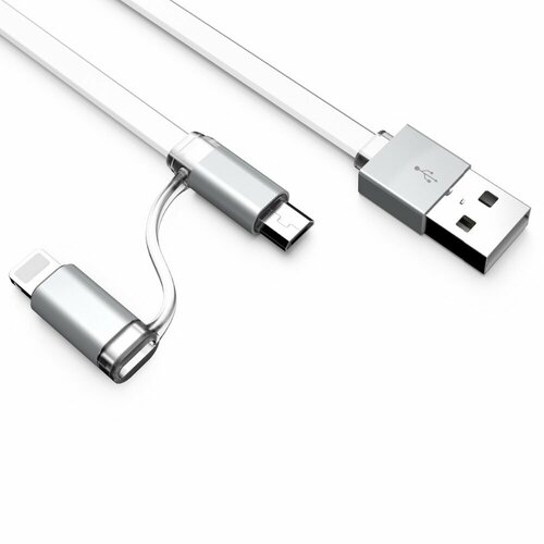 Кабель USB - Lightning + micro USB LDNIO LC84 1 метр, белый кабель iphone 5 micro usb 0 13м золотой брелок ldnio lc 89g