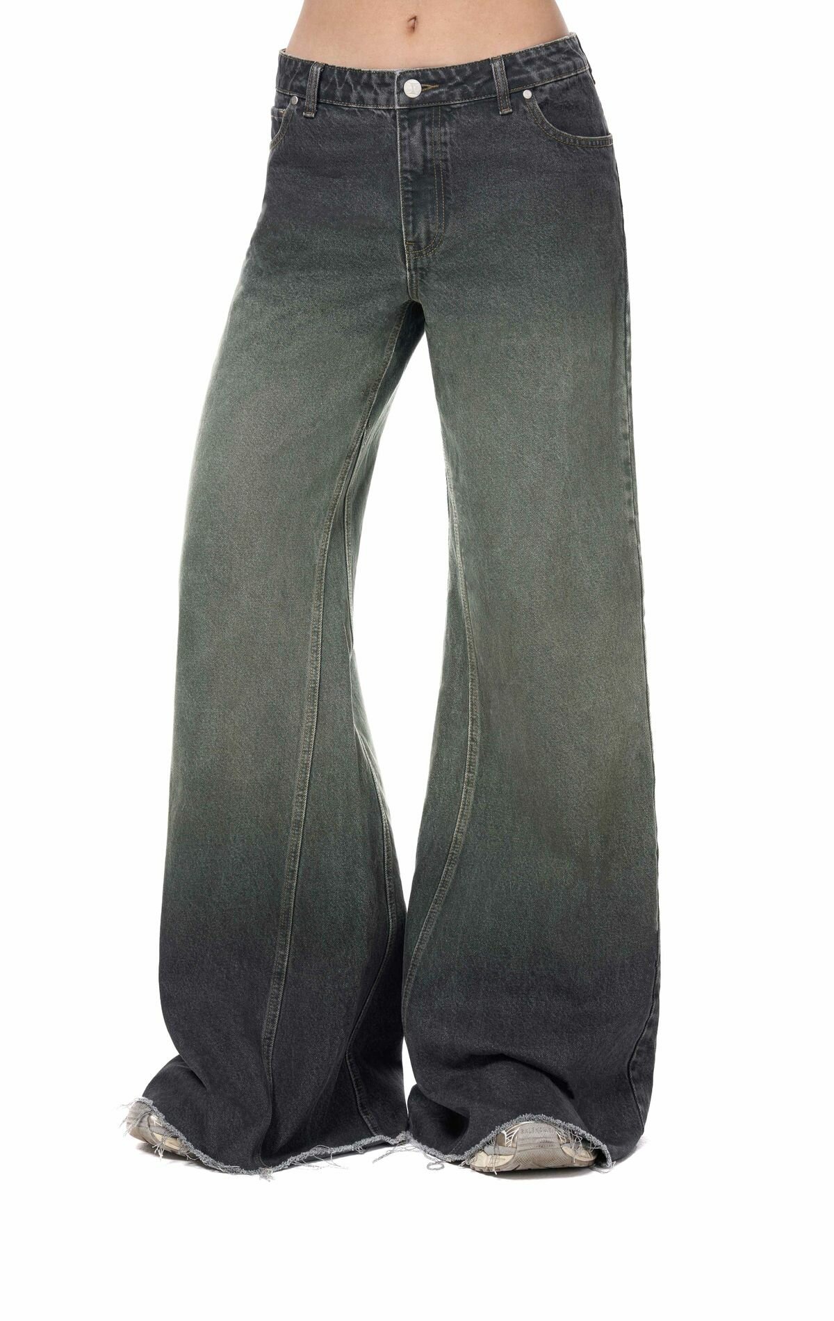 Джинсы широкие IRNBY Джинсы Wide leg IRNBY (D16), размер XS, green