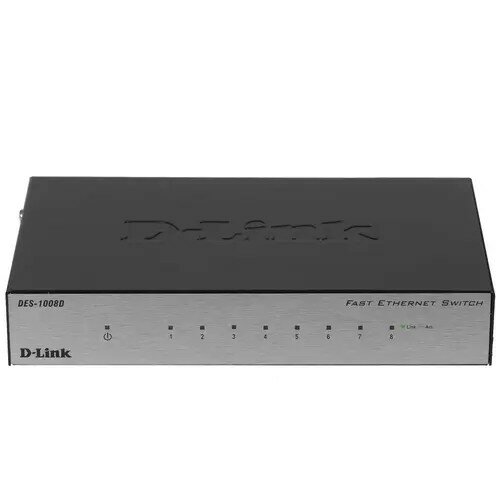 Неуправляемый коммутатор D-Link DES-1008D, 100Mbs, 8-port (DES-1008D/L2B)