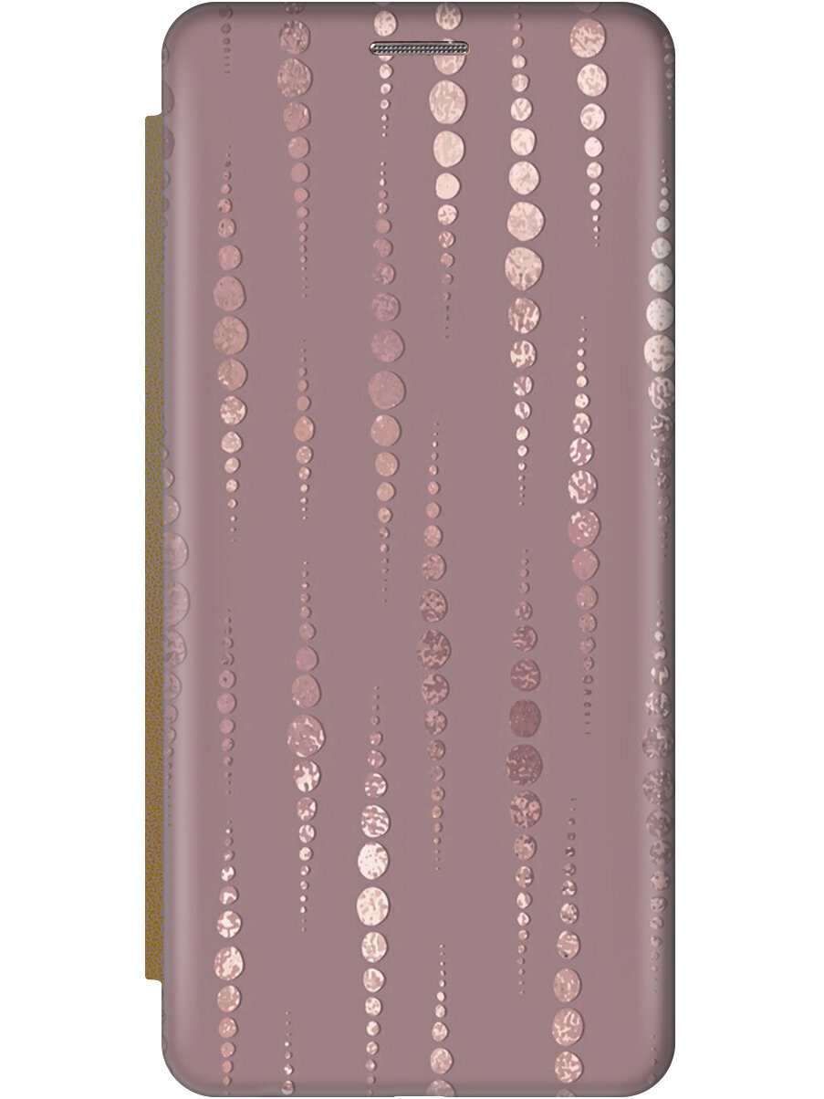Чехол-книжка на Samsung Galaxy M51, Самсунг М51 с 3D принтом "Монеты в розовых песках" золотой