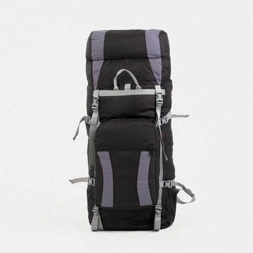 фото Рюкзак туристический, 90 л, отдел на шнурке, наружный карман, 2 боковых сетки, цвет чёрный/серый taif