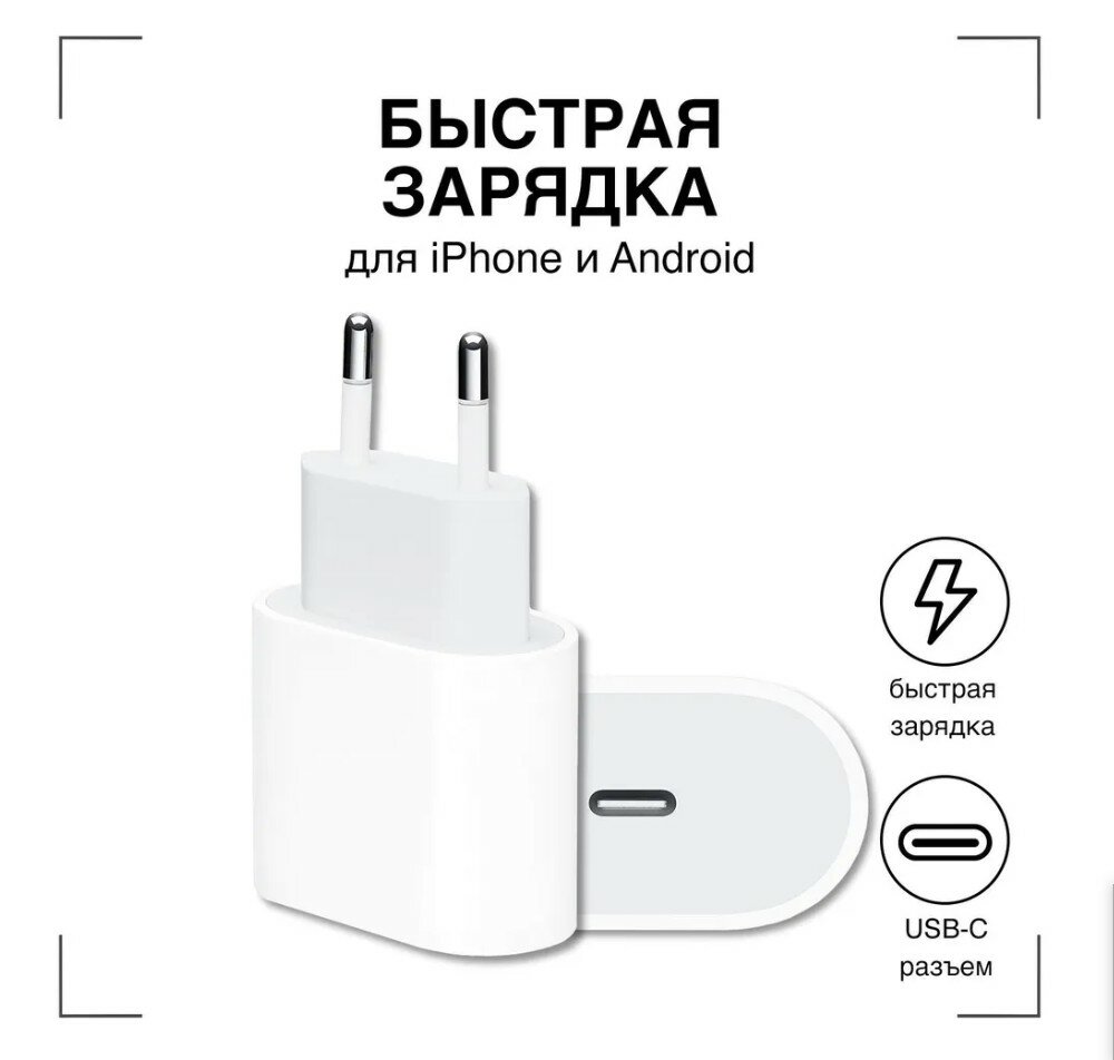 Блок для зарядки iPhone / GQbox / Адаптер питания выход USB-C / 18 W / Для быстрой зарядки Айфон Iphone