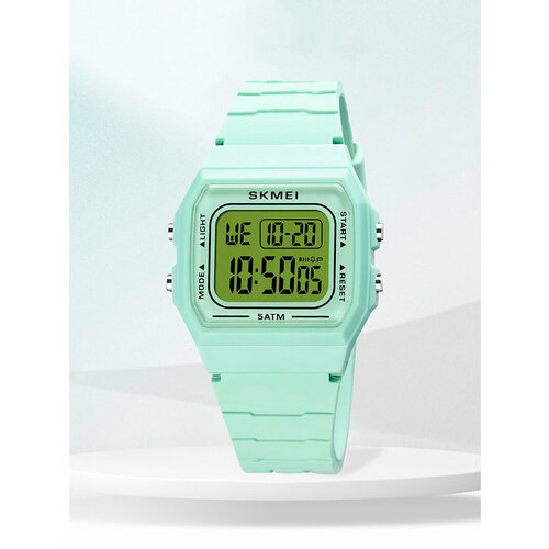 фото Наручные часы skmei часы наручные мужские/женские электронные классические skmei с будильником и секундомером, водонепроницаемые, салатовые, зеленый
