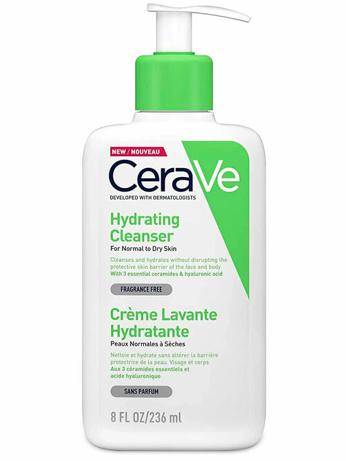 Увлажняющий гель для умывания CeraVe Hydrating Cleanser для нормальной и сухой кожи лица и тела 236 мл, очищающий с гиалуроновой кислотой