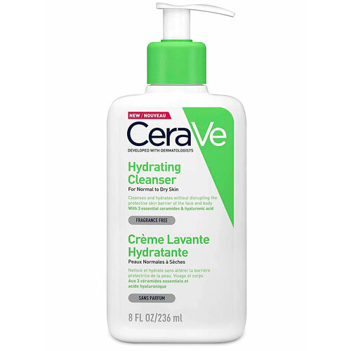 Увлажняющий гель для умывания CeraVe Hydrating Cleanser для нормальной и сухой кожи лица и тела 236 мл, очищающий с гиалуроновой кислотой цераве крем гель для лица тела увлажн очищающ для норм сух кожи 236мл