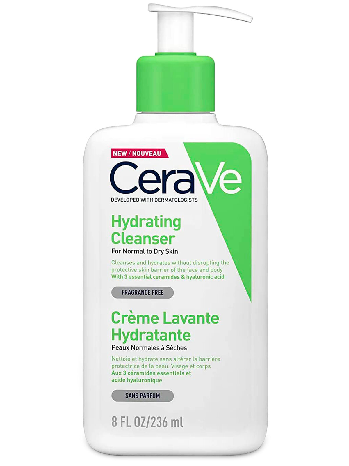 Увлажняющий гель для умывания CeraVe Hydrating Cleanser для нормальной и сухой кожи лица и тела 236 мл, очищающий с гиалуроновой кислотой