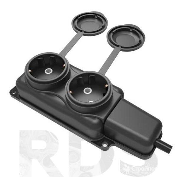 фото Gong Elektrik Розетка каучуковая двойная с крышкой 90260