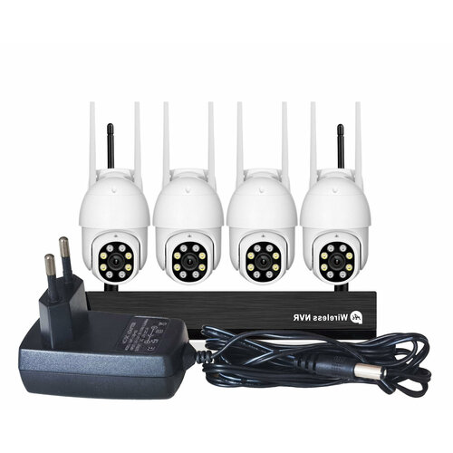 Беспроводной облачный набор видеонаблюдения 4 уличных купольных поворотных видеокамеры Kvadro-Vision-Cloud Kupol Model01-4 S16168TYS 2084600₽