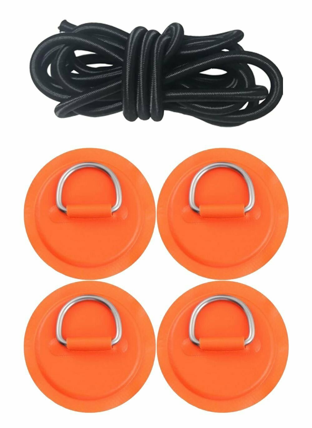 4 шт + багажная верека Патч Рым для SUP доски с металлическим кольцом оранжевый