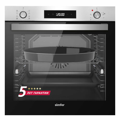 Электрический духовой шкаф Simfer B6EM69070 (9 режимов работы, 3D-конвекция, 80 л, гриль, серый)