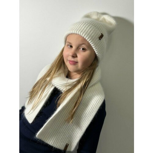 фото Шапка бини , размер one size, белый bamby kids