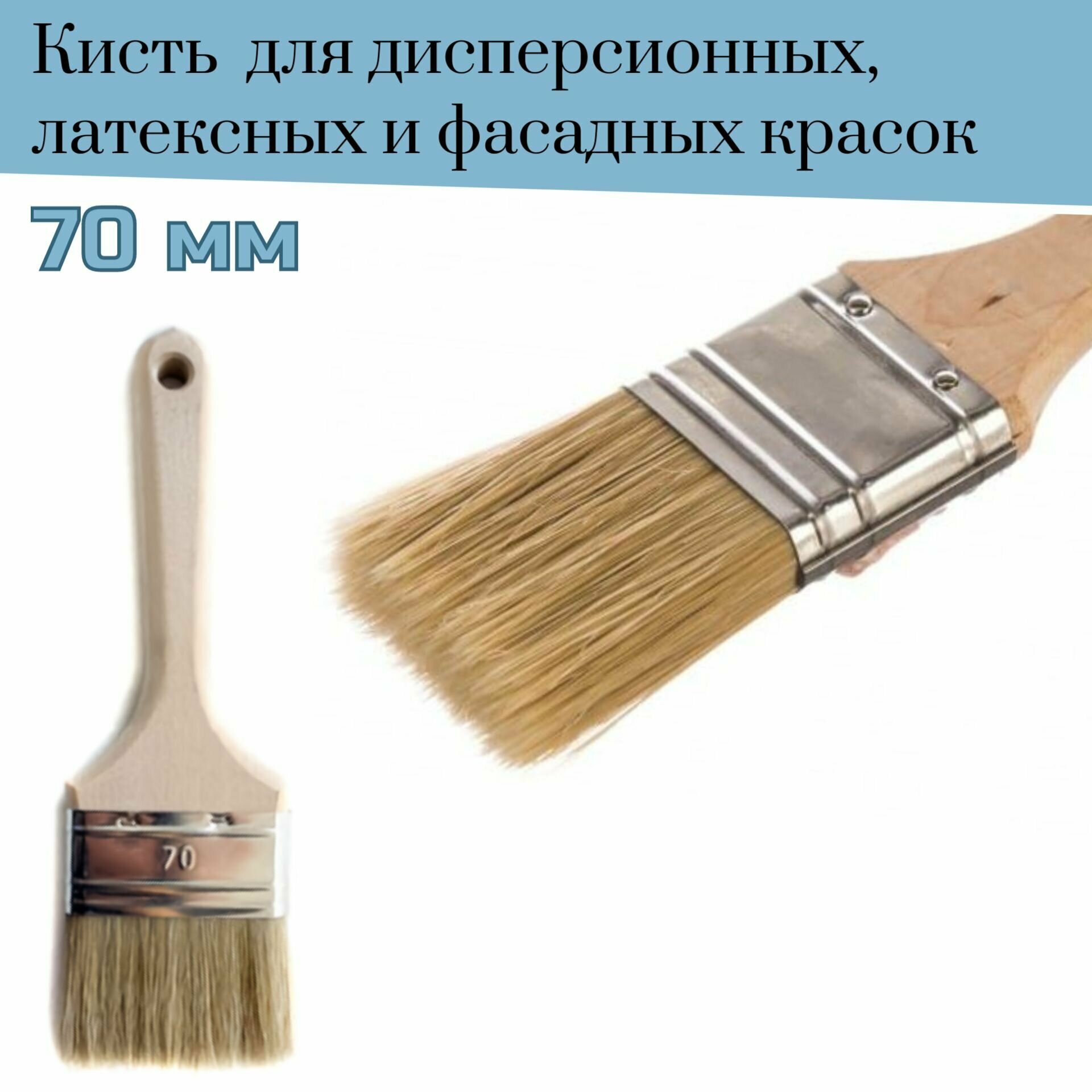 Кисть малярная флейцевая 70 мм Лазурный берег натуральная щетина