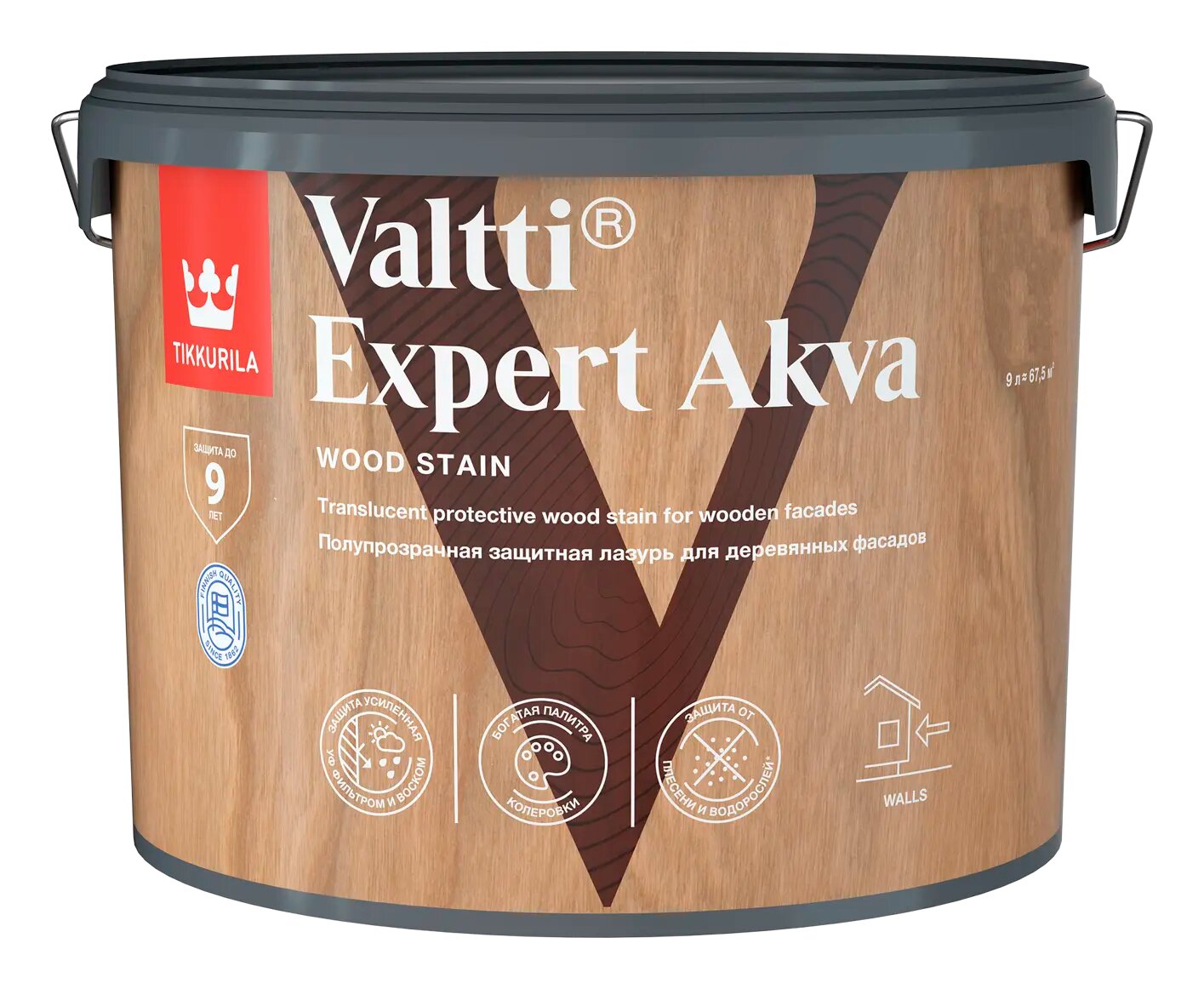 Антисептик защитно-декоративный Tikkurila Valtti Expert Akva орегон полуматовый 9 л