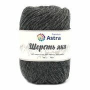 Пряжа для вязания Astra Premium 'Шерсть яка' (Yak wool), 100 г, 120 м (+/-5%) (25% шерсть яка, 50% шерсть, 25% фибра) (14 графит), 2 мотка