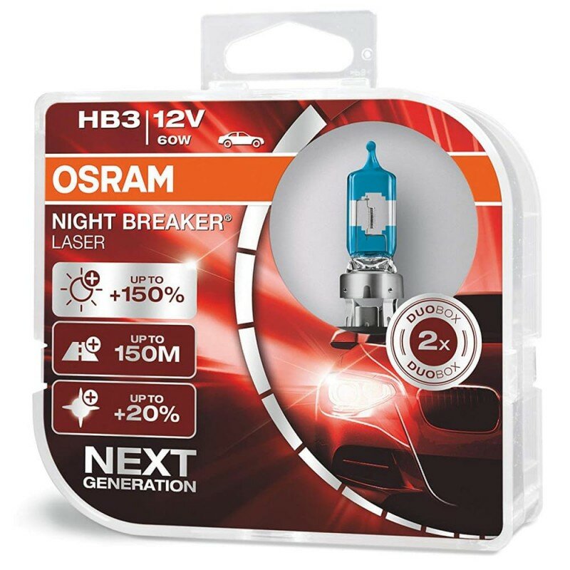 Лампа автомобильная галогенная OSRAM NIGHT BREAKER LASER 9005NL-HCB HB3 12V 60W P20d 2 шт.