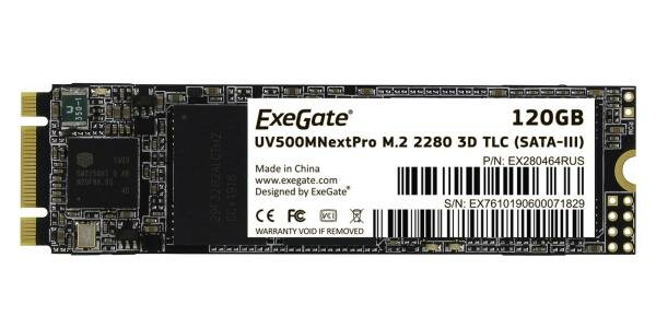 Твердотельный накопитель SSD M.2 128 Gb Exegate EX280471RUS Read 520Mb/s Write 320Mb/s 3D NAND TLC