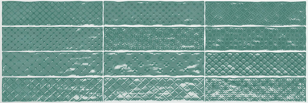 фото Керамическая плитка El Barco MUSIC VERDE DECOR 12 видов рельефов, 12 видов рисунка для стен 7,5x30 (цена за штуку)