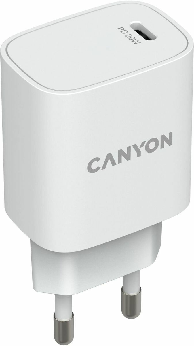 Зарядное устройство сетевое Canyon CNE-CHA20W02 PD 20Вт, USB-C, защита от КЗ, сверхтока, перегрева, перегрузки, белый - фото №10