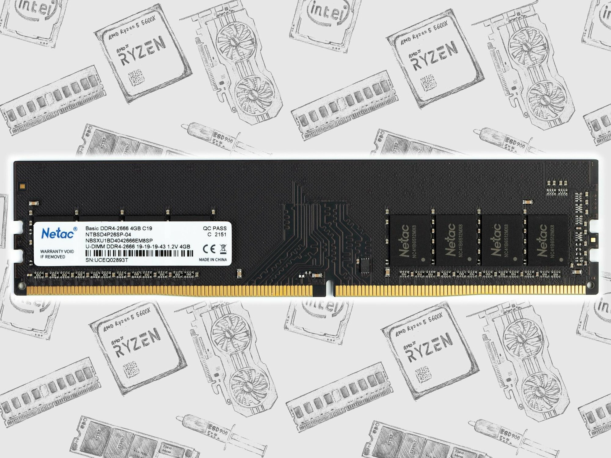 Netac Basic DDR4-2666 4Gb (NTBSD4P26SP-04) - фото №4