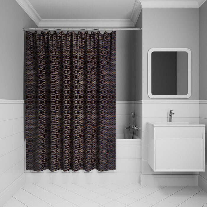 Штора для ванной IDDIS Base BG05P24i11 200x240 см водоотталкивающая синяя с кольцами