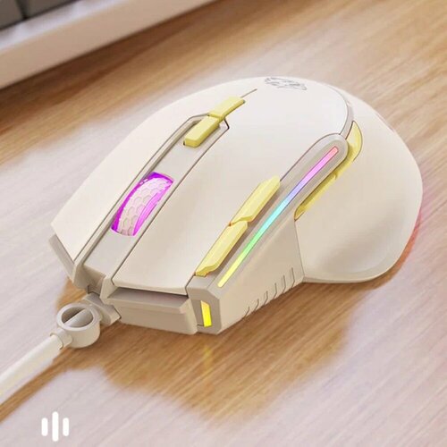 Мышь компьютерная игровая Wolf M2 12800 DPI с RGB подсветкой мышка проводная для компьютера ноутбука 2390₽