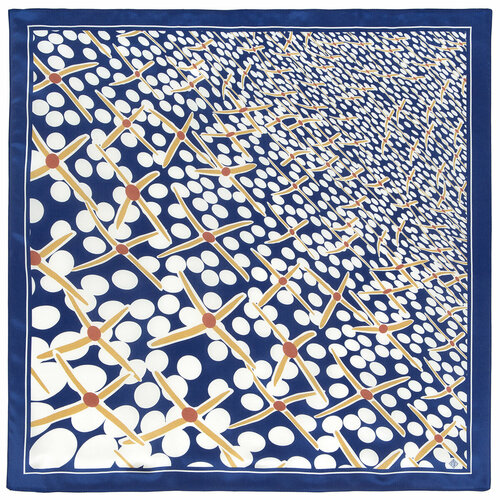 фото Платок павловопосадская платочная мануфактура, 89х89 см, белый, синий