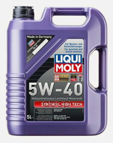 Изображение товара LIQUI MOLY Синтетическое Моторное Масло Synthoil High Tech 5W-40 Sn A3/B4 5Л