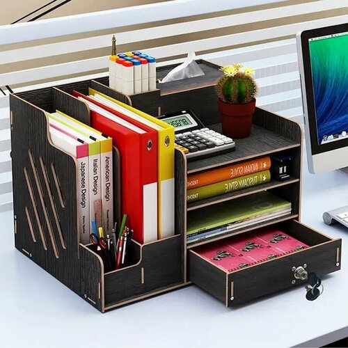 Органайзер для документов и бумаг настольный деревянная подставка для папок и канцелярских принадлежностей 2110₽