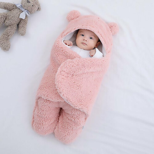 фото Плюшевая пеленка для новорожденных pink teddy innopax