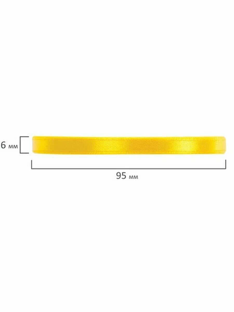 Лента атласная ширина 6 мм, желтый спектр ассорти, без выбора цвета, 1шт по 23 м, BRAUBERG, 591495
